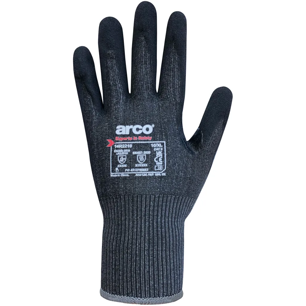 ARCO RESPONSIBLE 15G CUT E SANDY FOAM NITRILE GLOVES 14R2200 (10)
